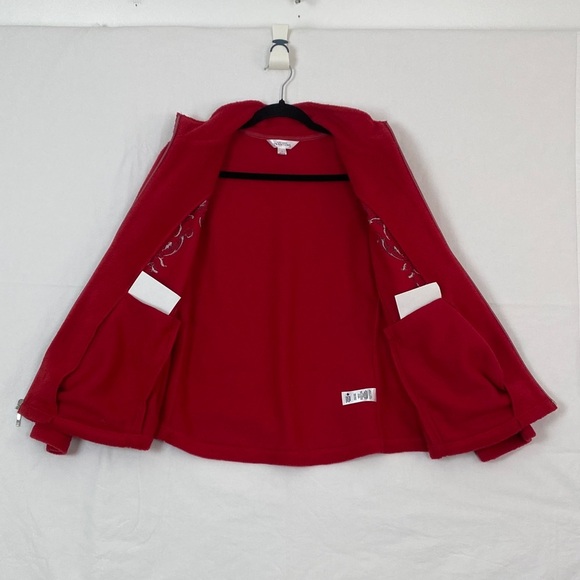 Red Embroidered Fleece Jacket by Northern Traditions Size LP - Picture 11 of 11